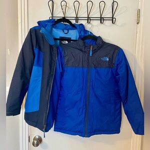 The North Face 3-in-1 parka, puffer, rain jacket. Boys Large (14/16)